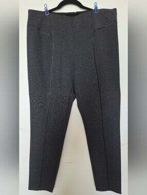 Womens Charcoal Straight Leg Pants With Subtle Faux Leather Details Sz XL